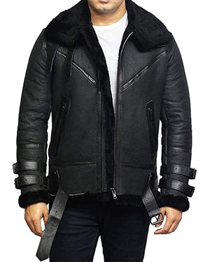 Men's B3 Bomber - RAF Aviator Real Sheepskin Leather Jacket