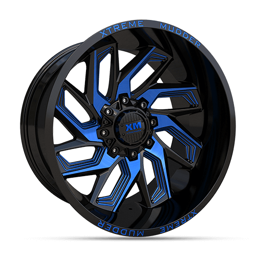 22X12 XM-343 XTREME MUDDER 8X170 -44 125 GLOSS BLACK BLUE MILLED