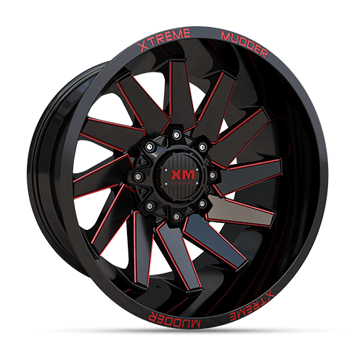 20X10 XM-344 5X115 / 5X127 -6 78.1 BLACK RED MILLED