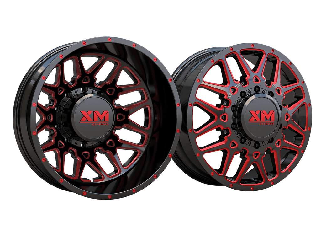 22X8.25 XM-900 REAR 8X165.1 -221 121.3 Black Red Milled