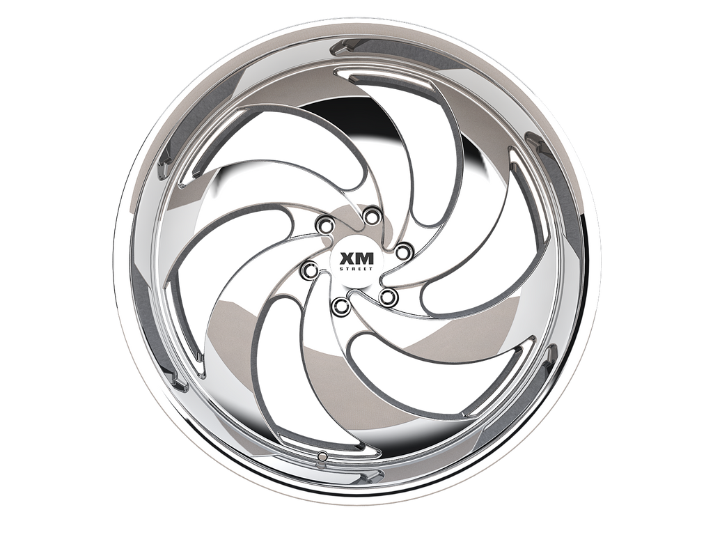 22X9.5 XM-626 5X115 15 74.1 CANDY WHITE MILLED STAINLESS STEEL LIP