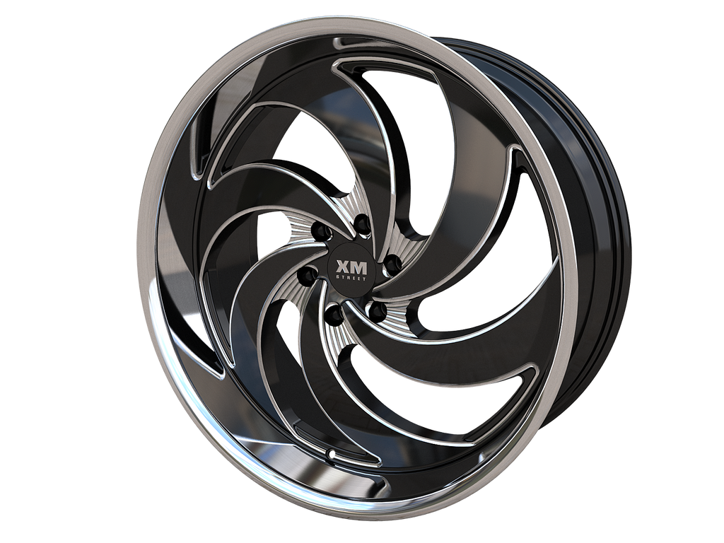 22X9.5 XM-626 5X127 15 78.1 BLACK MILLED STAINLESS STEEL LIP