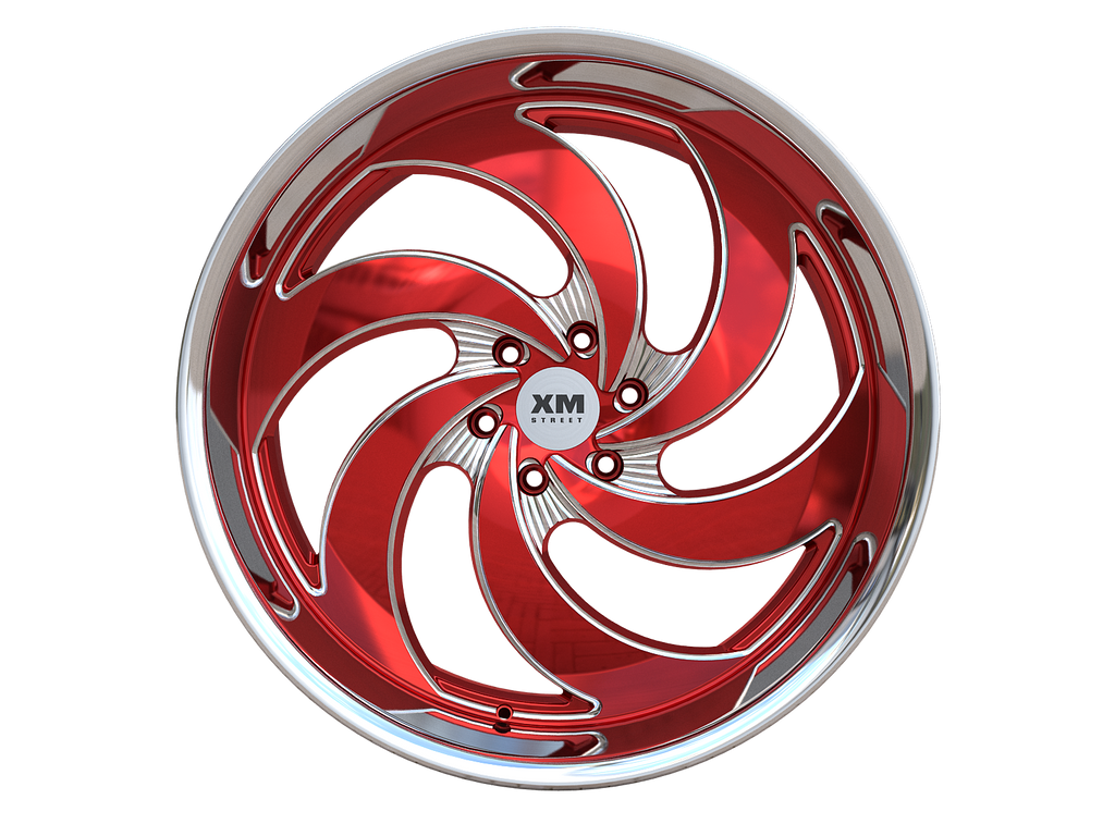 22X9.5 XM-626 6X139.7 25 78.1 CANDY RED STAINLESS STEEL LIP