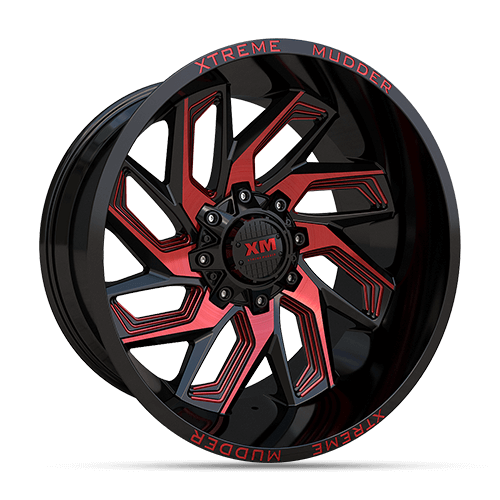 20X10 XM-343 5X115 / 5X127 -6 78.1 BLACK RED MACHINE MILLED