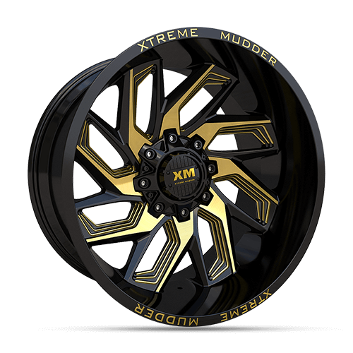 22X12 XM-343 XTREME MUDDER 8X170 -44 125 GLOSS BLACK YELLOW MILLED