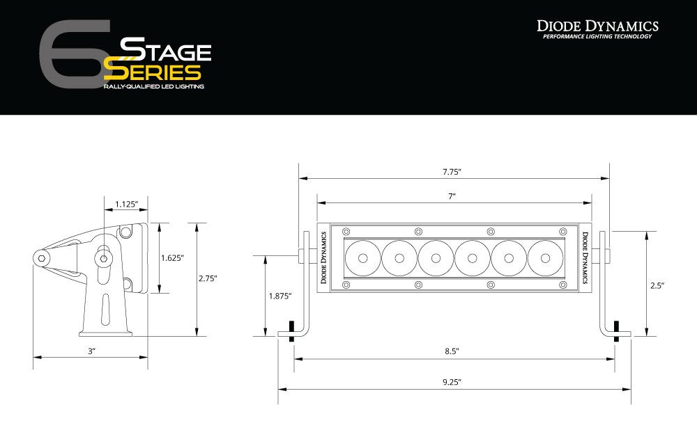 Stage Series 6" SAE/DOT Amber Light Bar (pair)